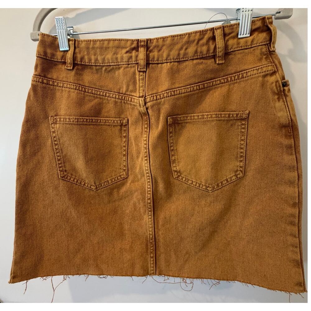ASOS Mustard Yellow Denim Skirt Tall Womens Size 8 NWT Y2K Skater Casual - Picture 2 of 7